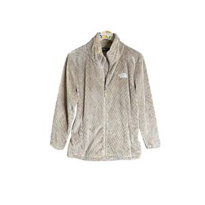 The North Face Womens Fleece Jacket Beige Diamond Quilted Full Zip L G